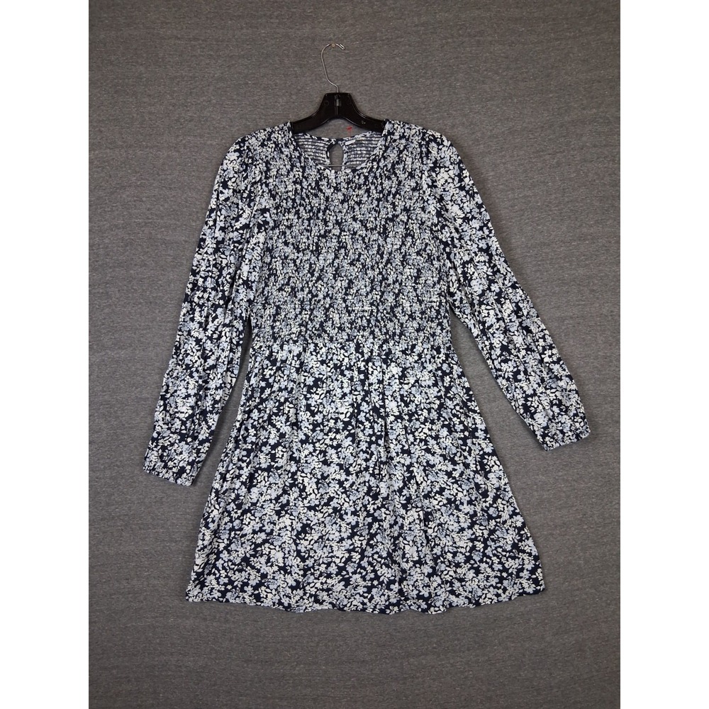 Old Navy Dress L Blue Ditsy Floral Smocked Mini Cottagecore Soft Girl Prairie